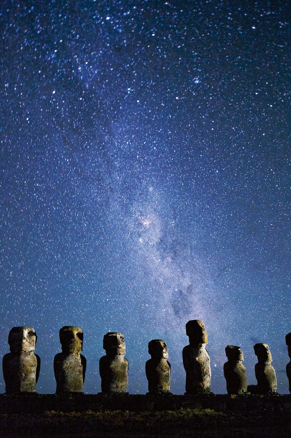 The ancient Polynesian mariners who first colonised Rapa Nui were celestial navigators, forging a route across the Pacific guided by the stars that light the night skies. Today, international flights and modern seafaring make Rapa Nui infinitely more reachable, but the region remains a challenging place for scientists to work in.<br />
Photo by Jim Richardson | National Geographic Creative